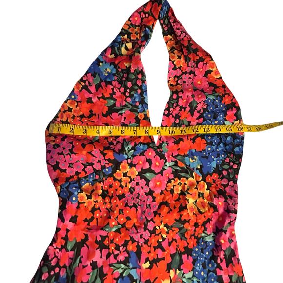 Lulus Bold Presence Floral Satin Halter Midi Dress - Size S - Picture 6 of 15
